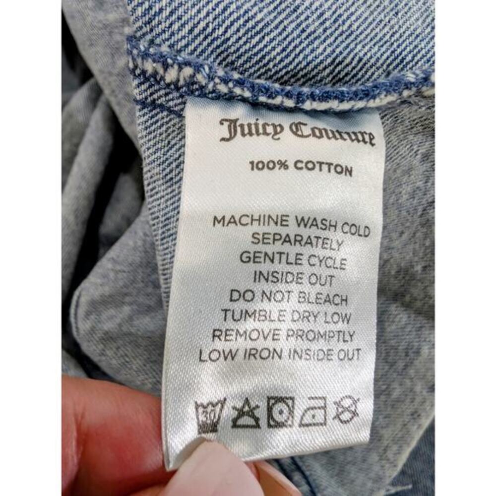 Juicy Couture Cropped Denim Jacket Heart Elbow Patches‎ NWT Size L - Picture 7 of 8